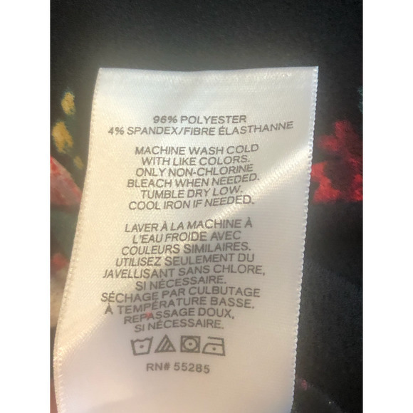 NWT NEW Express Large Black Floral Ruffle Flutter‎ Sleeve V Neck Blouse - Picture 11 of 16